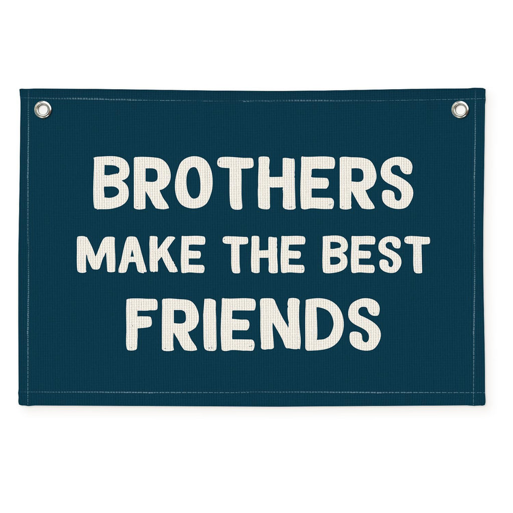 Wheatwin Best Friends Banner – Navy Linen Wall Decor for Boys’ Room, 20x30