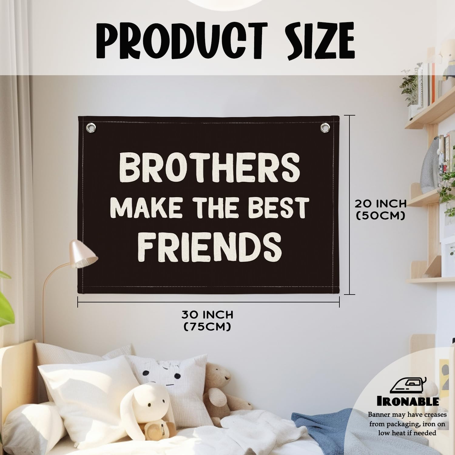 Wheatwin Brothers Make The Best Friends Banner – Black Linen Nursery Decor 20x30
