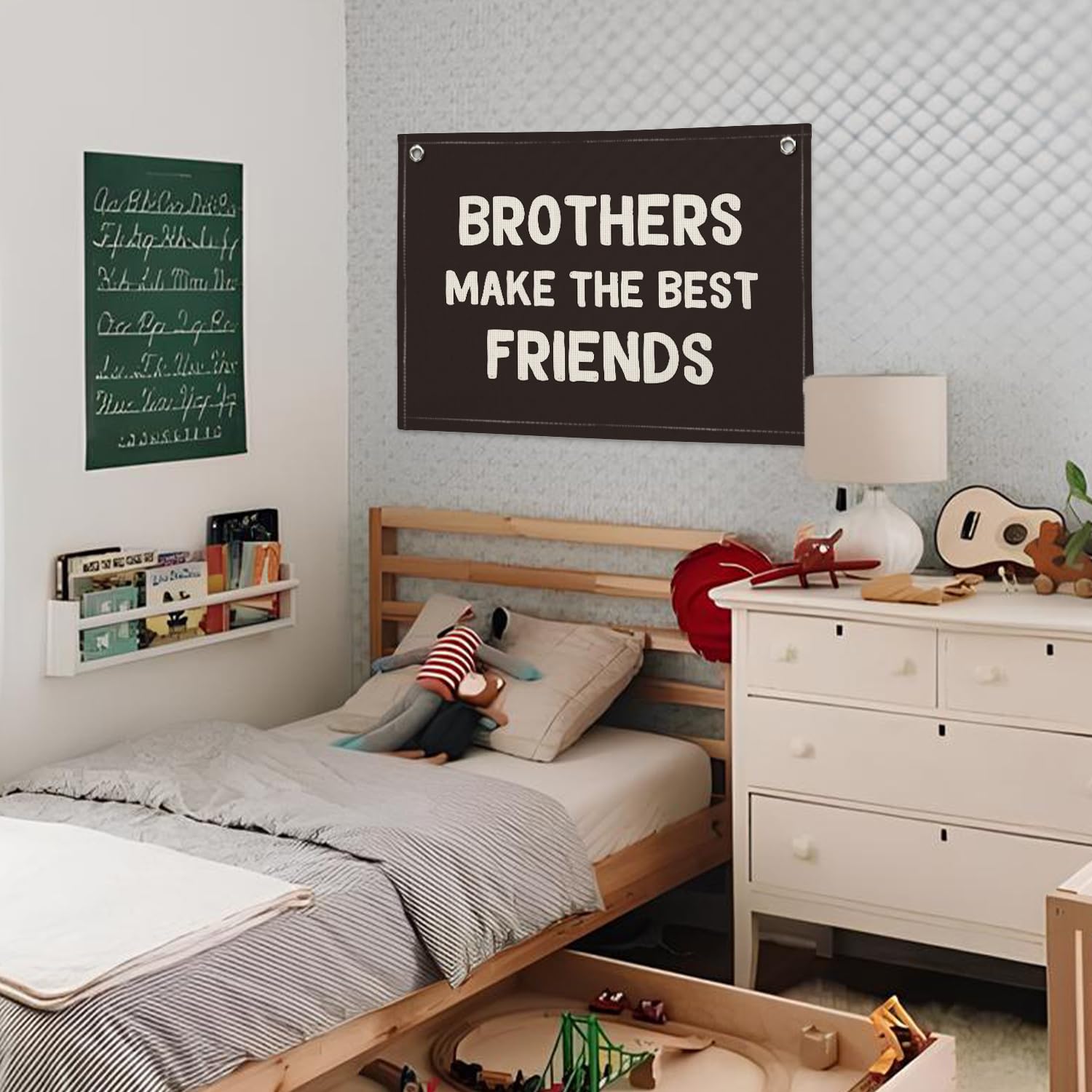 Wheatwin Brothers Make The Best Friends Banner – Black Linen Nursery Decor 20x30