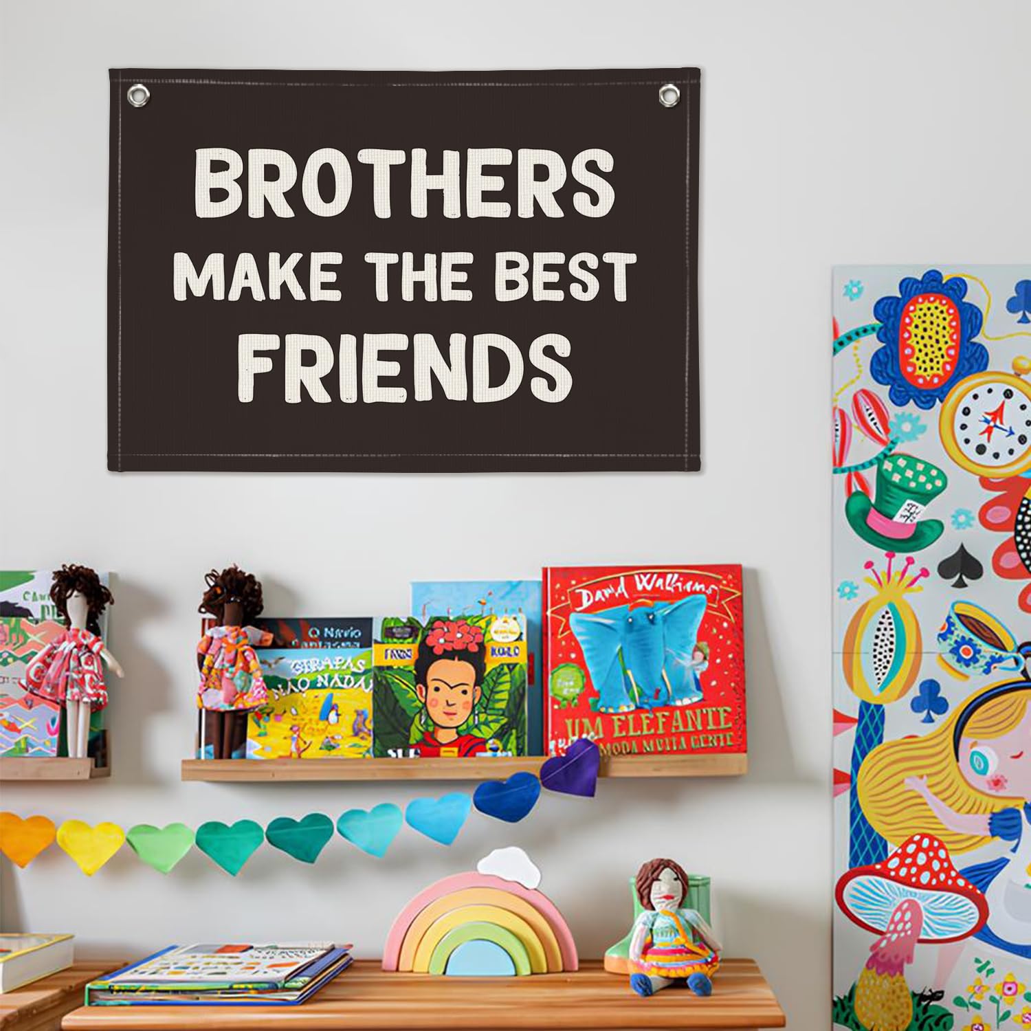 Wheatwin Brothers Make The Best Friends Banner – Black Linen Nursery Decor 20x30