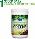 Natural Factors Whole Earth & Sea Organic Fermented Greens Chocolate – Vegan, 15.5 oz