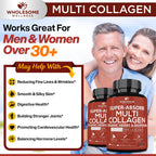 Wholesome Wellness Multi-Collagen Pills – 5 Types I-V, Organic Herbs