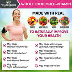 Wholesome Wellness Whole Food Multivitamin for Women - Natural Vitamins, Minerals, Organic Extracts - 120 Tablets