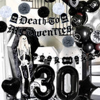 WHYMEO 30th Birthday Decorations Pack – Death to My 20s Party Kit with Banner, Sash, Balloons & Toppers