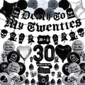 WHYMEO 30th Birthday Decorations Pack – Death to My 20s Party Kit with Banner, Sash, Balloons & Toppers