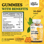 Wild & Organic Ashwagandha Gummies 2000mg – Mood Support Supplement (Pack of 2, 60 Vegan Chews)