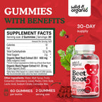 Wild & Organic Beet Root Gummies 12000 mg – 60-Count Pectin-Based Chews (Pack of 2)
