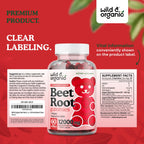 Wild & Organic Beet Root Gummies 12000 mg – 60-Count Pectin-Based Chews (Pack of 2)