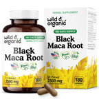 Wild & Organic Black Maca Root Capsules – 500 mg, 180 Count – Vegan, Non-GMO