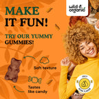 Wild & Organic Mushroom Gummies – 10-Mushroom Complex, Immune & Brain Support (60 Count Pack of 2)