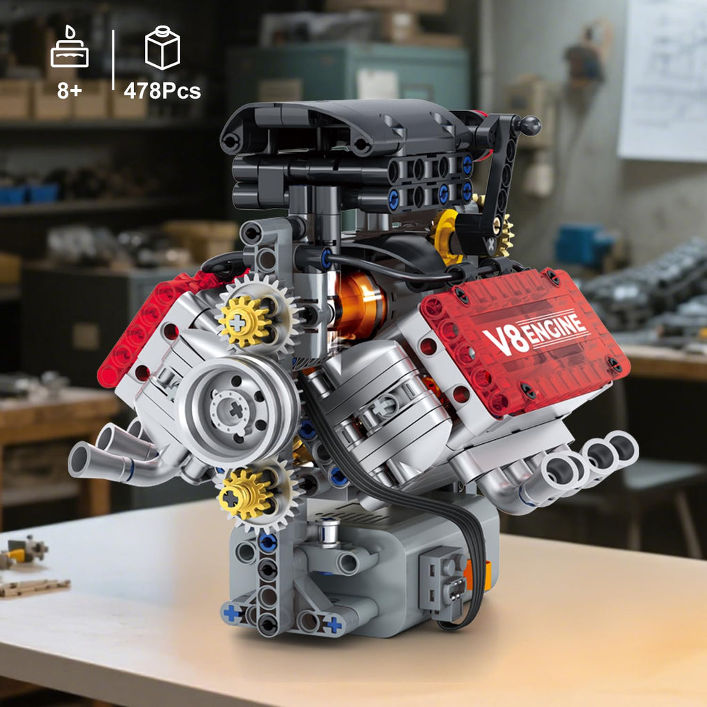 WINGIFT V8 Engine Building Set – 8-Cylinder STEM Model Kit That Runs