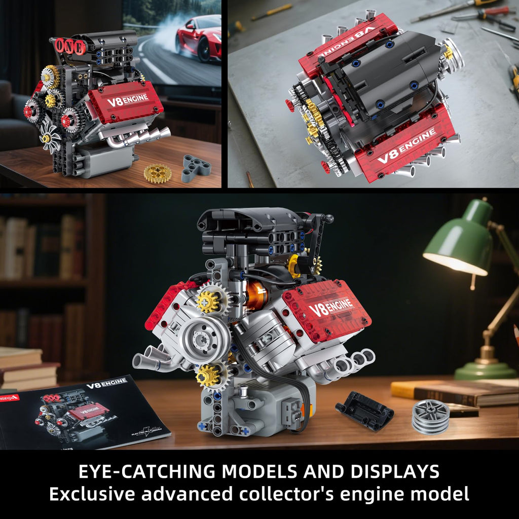 WINGIFT V8 Engine Building Set – 8-Cylinder STEM Model Kit That Runs
