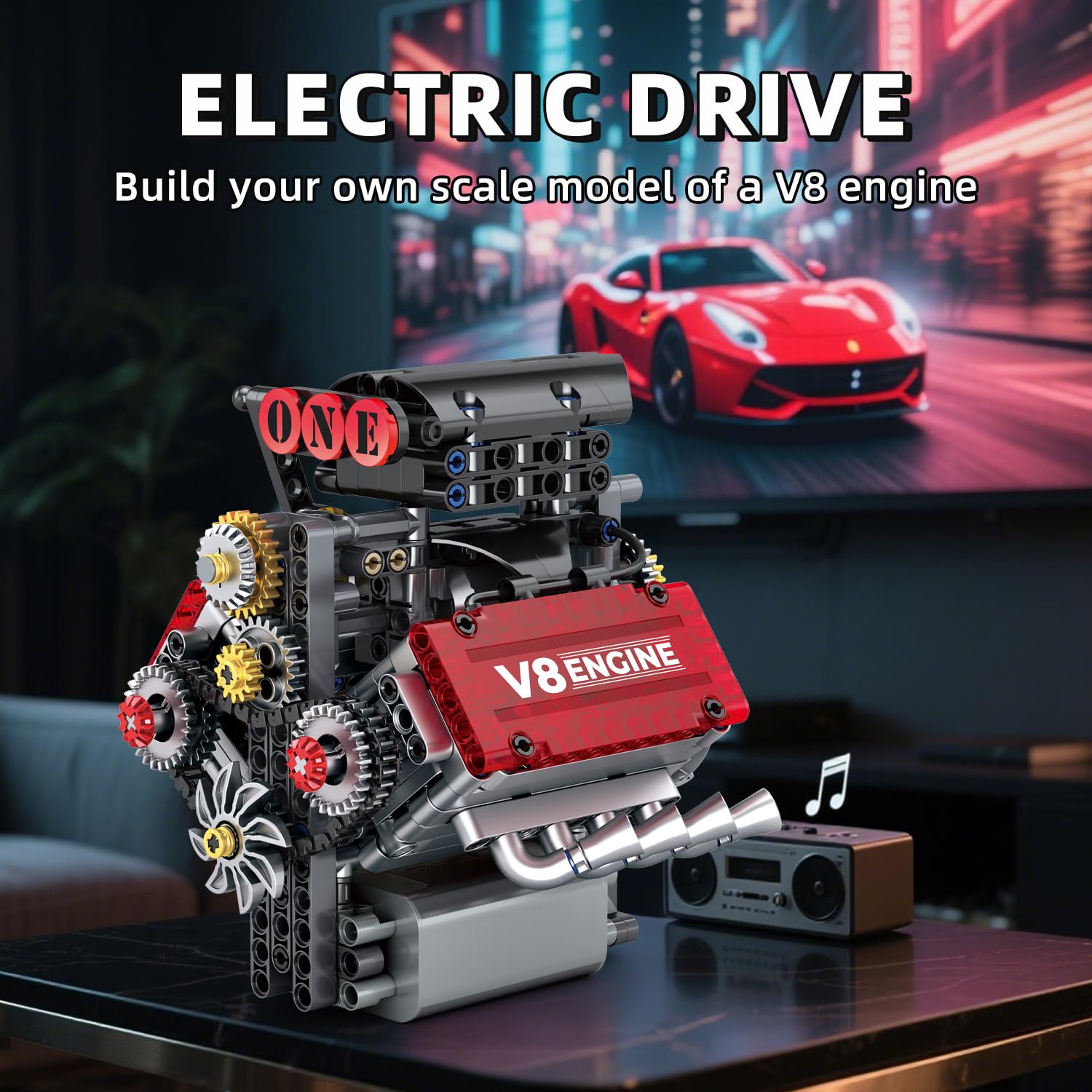 WINGIFT V8 Engine Building Set – 8-Cylinder STEM Model Kit That Runs