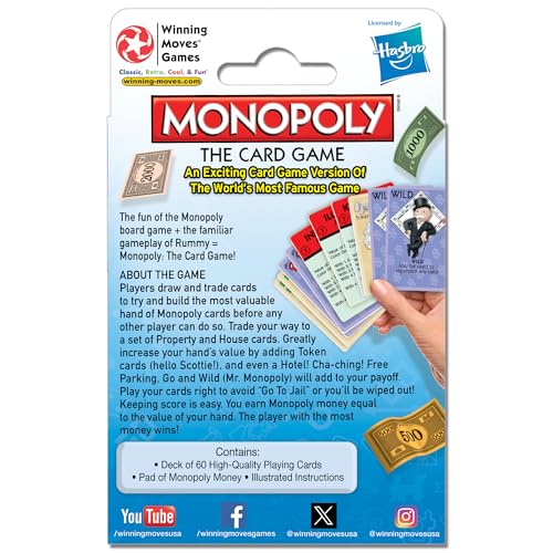 Winning Moves Monopoly The Card Game – Fast Family Card Game for 2–4 Players