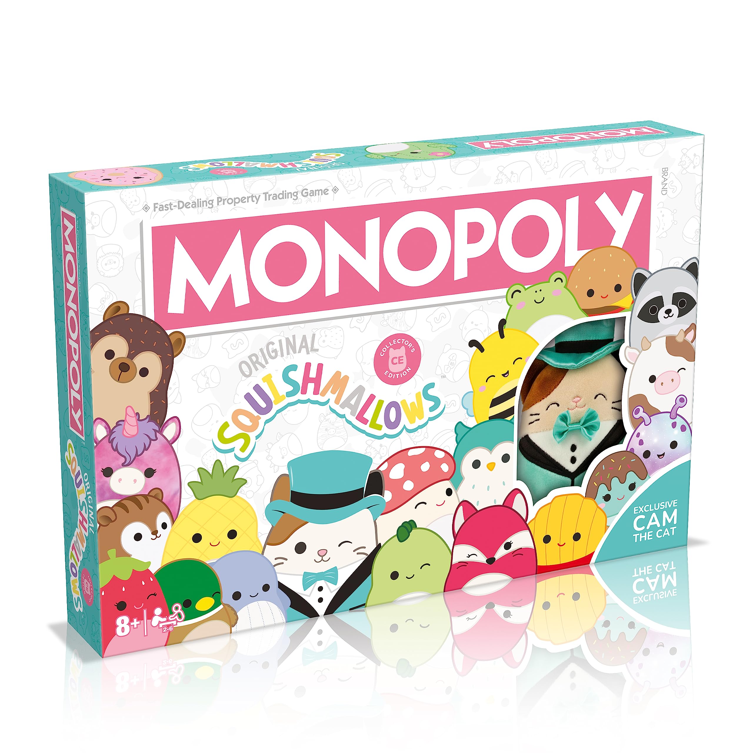 Winning Moves Monopoly Squishmallows Collector’s Edition with Cam Cat Plush – 2–6 Players