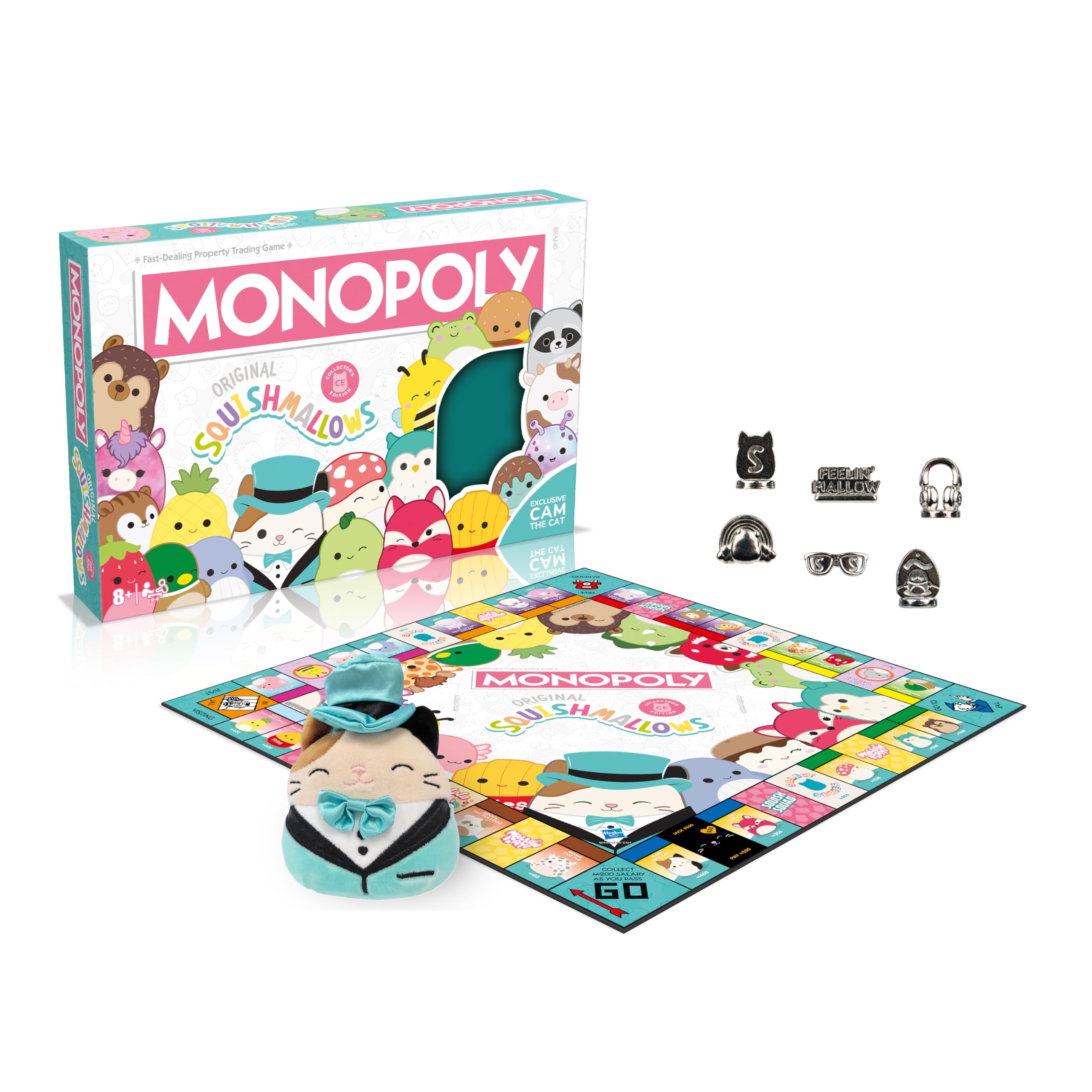 Winning Moves Monopoly Squishmallows Collector’s Edition with Cam Cat Plush – 2–6 Players