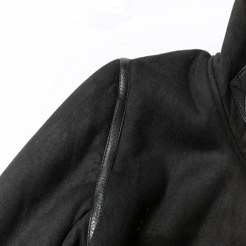 Women's Faux Suede Winter Jacket – Lamb Wool-Lined Warm Coat