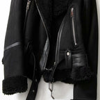 Women's Faux Suede Winter Jacket – Lamb Wool-Lined Warm Coat