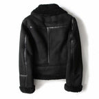Women's Faux Suede Winter Jacket – Lamb Wool-Lined Warm Coat