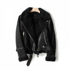 Women's Faux Suede Winter Jacket – Lamb Wool-Lined Warm Coat
