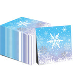 WIQEDOHA 48PCS Snowflake Napkins - 13x13in White & Blue Winter Party Paper Napkins