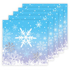 WIQEDOHA 48PCS Snowflake Napkins - 13x13in White & Blue Winter Party Paper Napkins