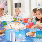 WIQEDOHA 48PCS Snowflake Napkins - 13x13in White & Blue Winter Party Paper Napkins