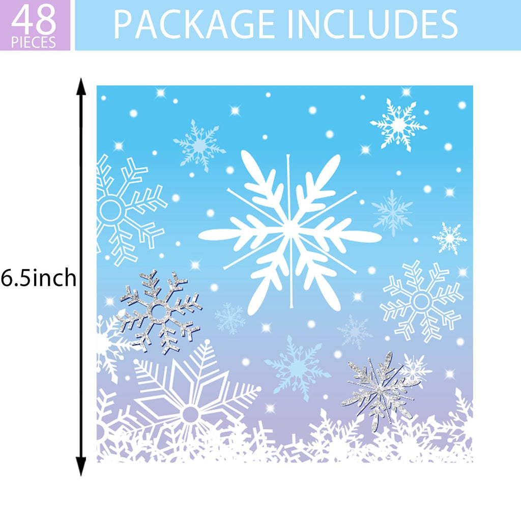 WIQEDOHA 48PCS Snowflake Napkins - 13x13in White & Blue Winter Party Paper Napkins