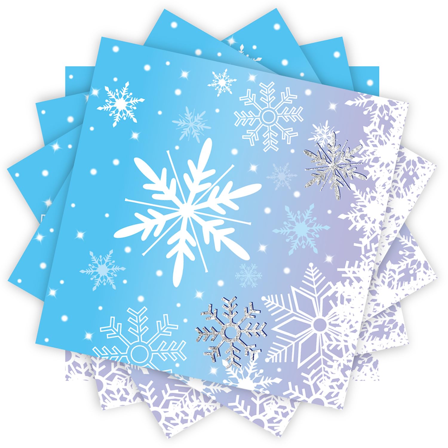 WIQEDOHA 48PCS Snowflake Napkins - 13x13in White & Blue Winter Party Paper Napkins