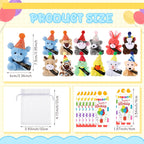 Wiwiqing 24-Set Birthday Mini Stuffed Animals – Plush Party Favors & Gift Bags