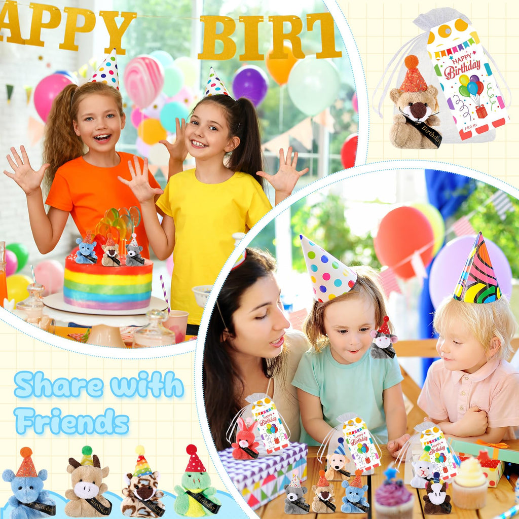Wiwiqing 24-Set Birthday Mini Stuffed Animals – Plush Party Favors & Gift Bags