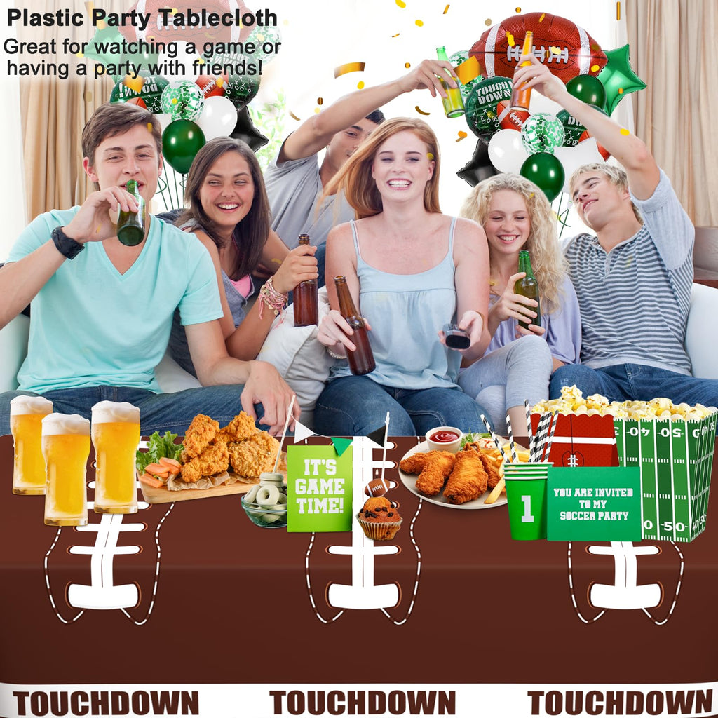 WNINK 2 Pack Football Tablecloth – Disposable 54x108 in Table Cover for Football Parties