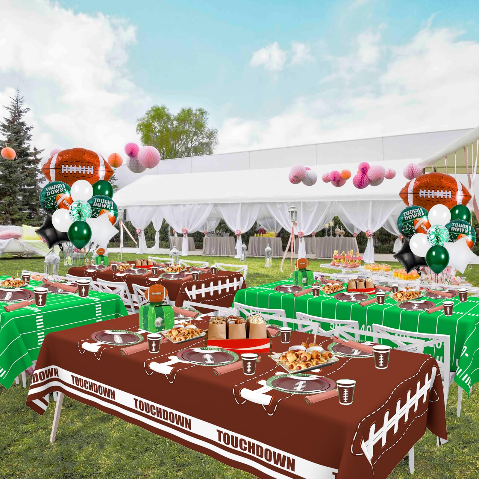 WNINK 2 Pack Football Tablecloth – Disposable 54x108 in Table Cover for Football Parties