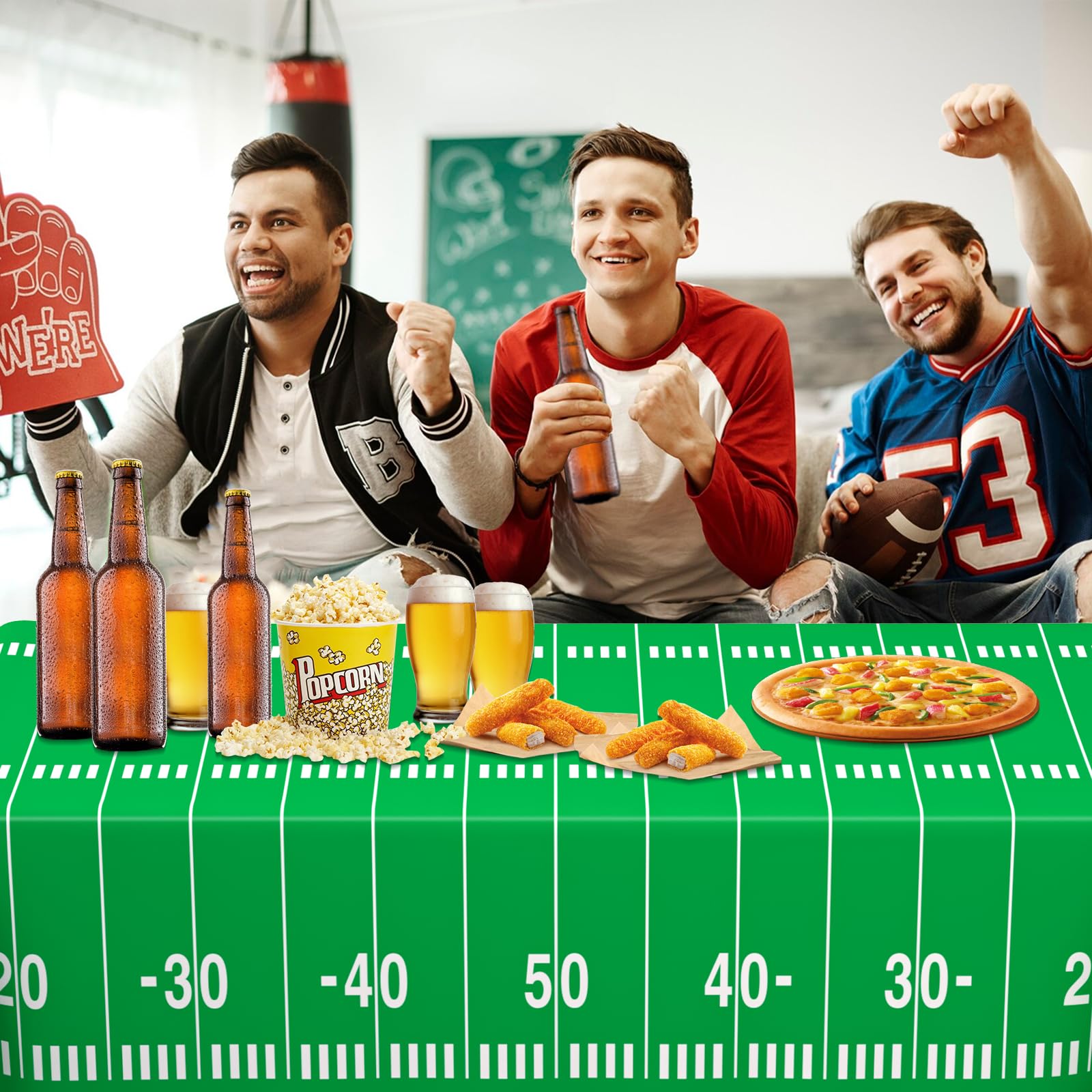 WNINK 2 Pack Football Tablecloth – Disposable 54x108 in Table Cover for Football Parties