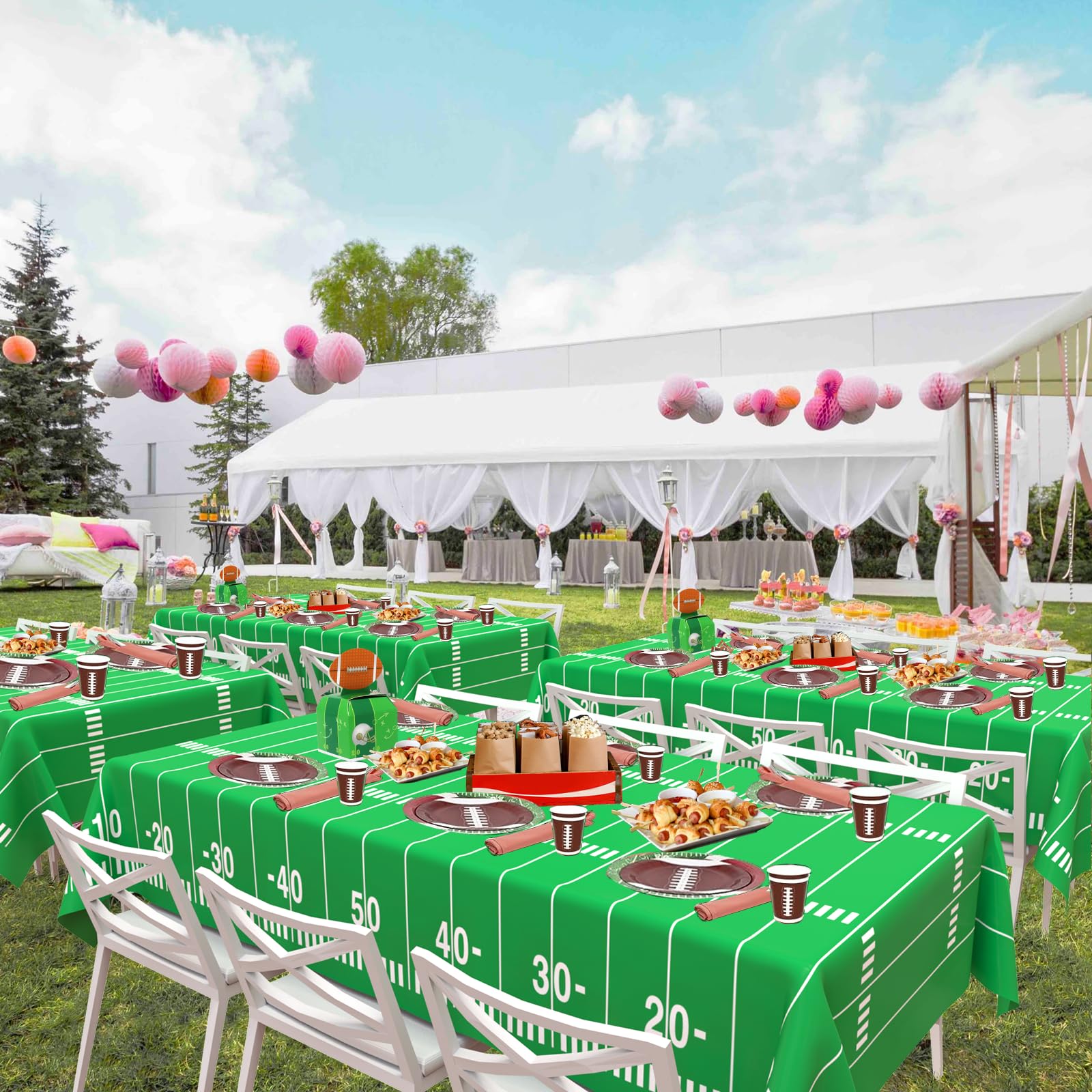 WNINK 2 Pack Football Tablecloths – Disposable 54 x 108 Inch Football Theme Table Cover