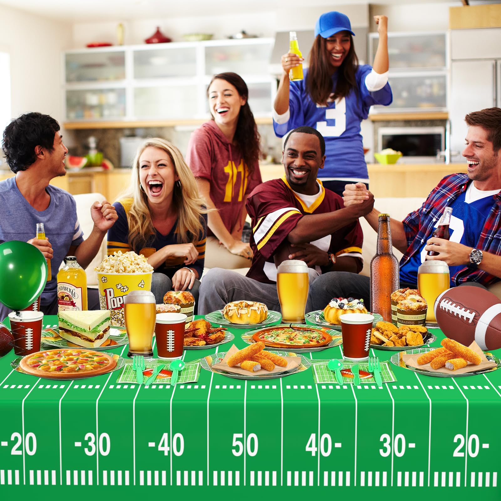 WNINK 2 Pack Football Tablecloths – Disposable 54 x 108 Inch Football Theme Table Cover