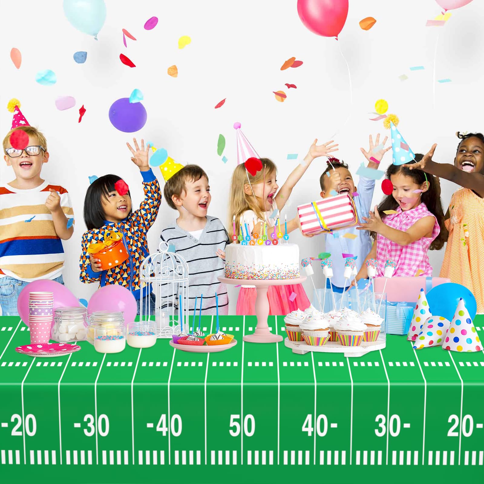 WNINK 2 Pack Football Tablecloths – Disposable 54 x 108 Inch Football Theme Table Cover