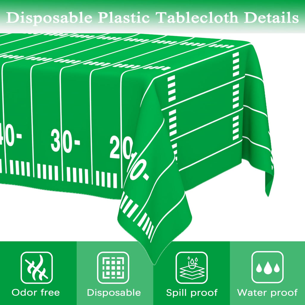 WNINK 2 Pack Football Tablecloths – Disposable 54 x 108 Inch Football Theme Table Cover