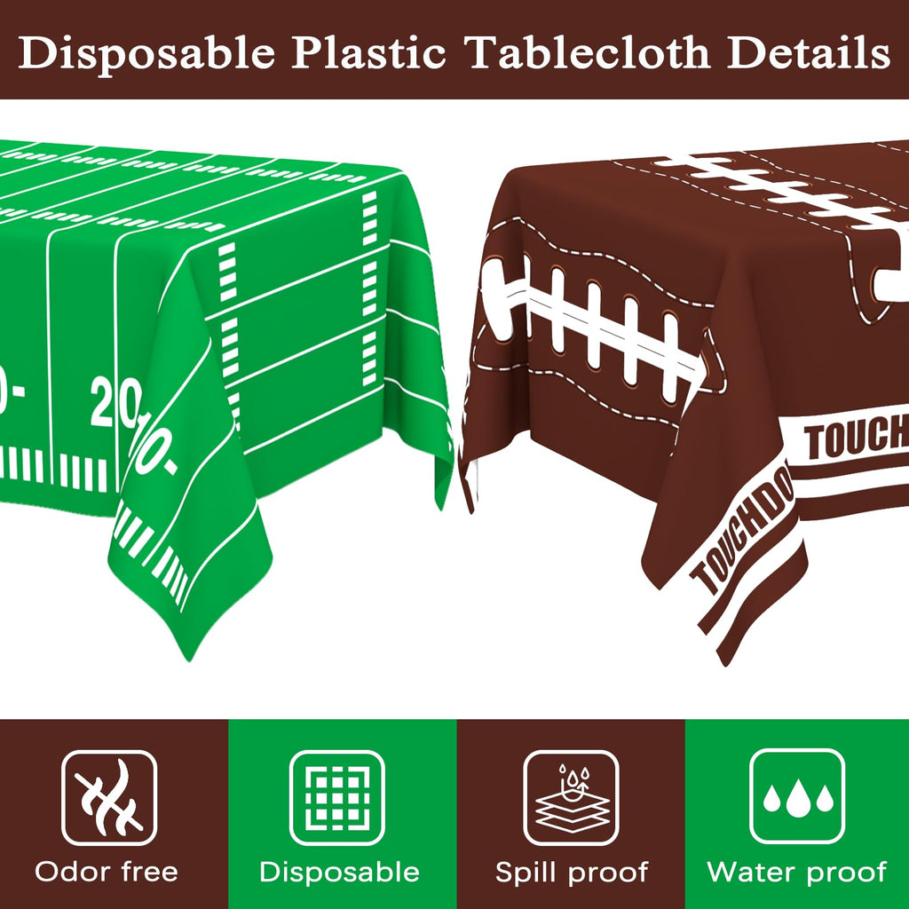 WNINK 2 Pack Football Tablecloth – Disposable 54x108 in Table Cover for Football Parties