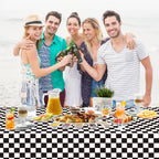 WNINK 2 Pack Black and White Checkered Tablecloth – Race Car Theme, 54x108 Inches, Disposable