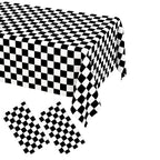 WNINK 2 Pack Black and White Checkered Tablecloth – Race Car Theme, 54x108 Inches, Disposable