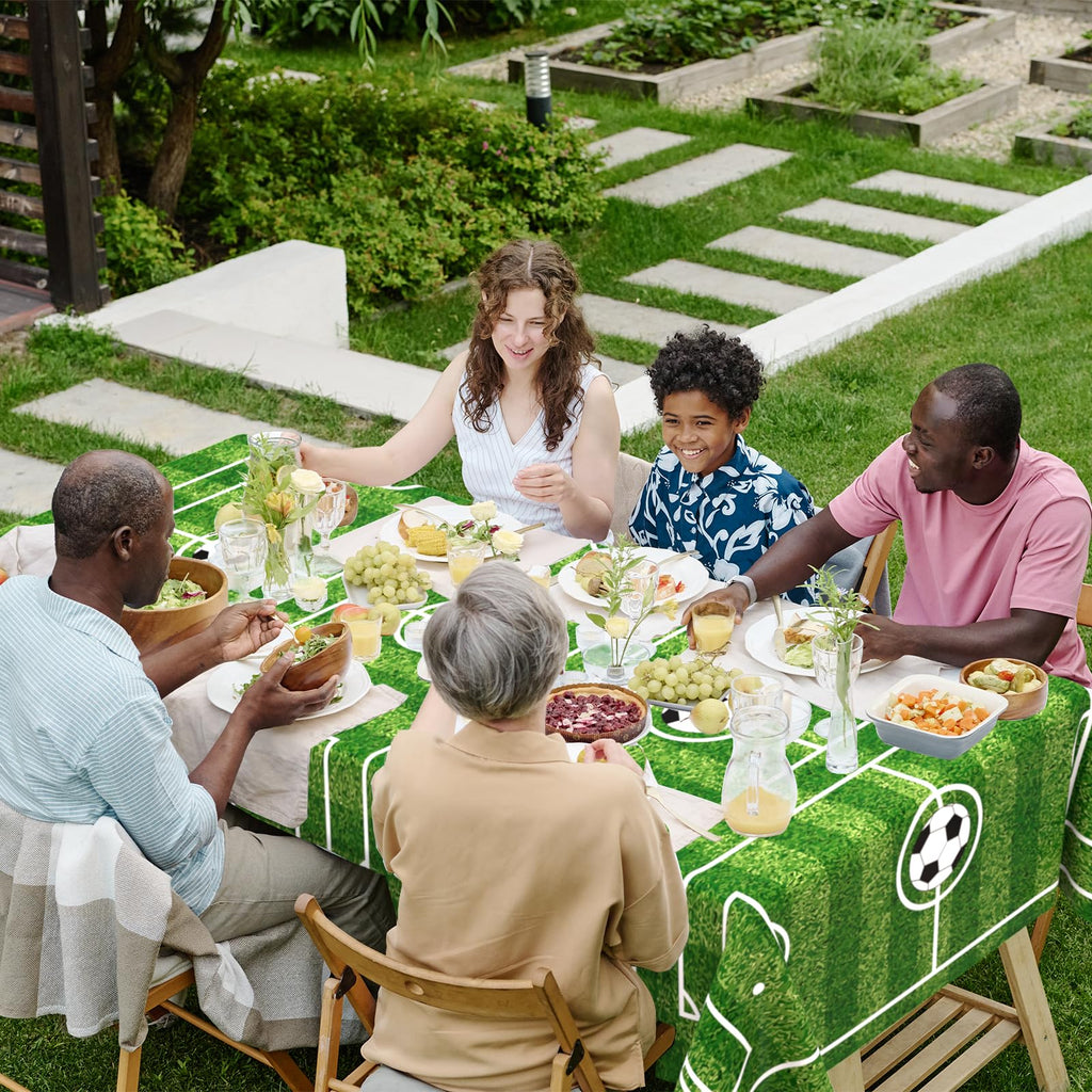 WNINK 2 Pack Soccer Tablecloths - Disposable 54 x 108 in for Soccer Theme Parties