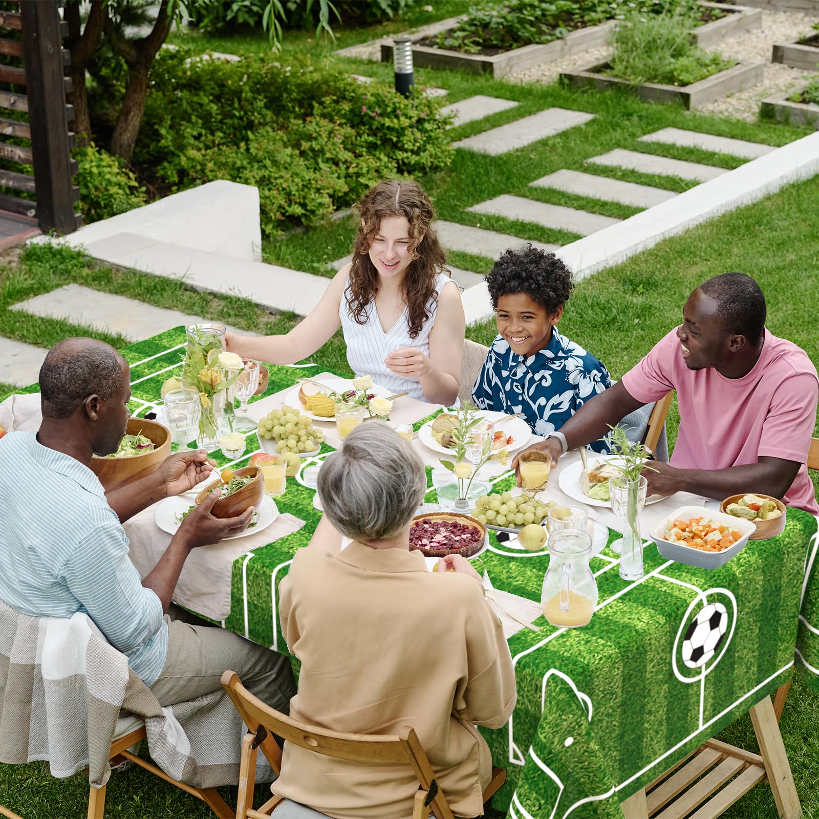 WNINK 2 Pack Soccer Tablecloths - Disposable 54 x 108 in for Soccer Theme Parties