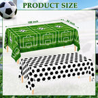 WNINK 2 Pack Plastic Tablecloth – Grass Pattern Soccer Party Cover 54x108 in