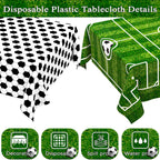 WNINK 2 Pack Plastic Tablecloth – Grass Pattern Soccer Party Cover 54x108 in