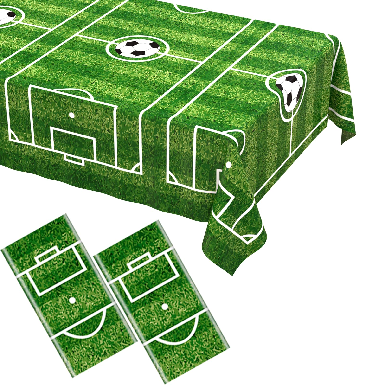 WNINK 2 Pack Soccer Tablecloths - Disposable 54 x 108 in for Soccer Theme Parties