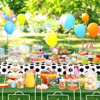 WNINK 2 Pack Plastic Tablecloth – Grass Pattern Soccer Party Cover 54x108 in