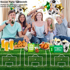 WNINK 2 Pack Plastic Tablecloth – Grass Pattern Soccer Party Cover 54x108 in