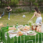 WNINK 2 Pack Soccer Tablecloths - Disposable 54 x 108 in for Soccer Theme Parties