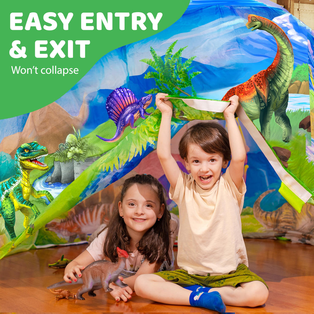 W&O Dino Aerodome with LED Lights – Inflatable Jurassic Fort for Kids 3–12